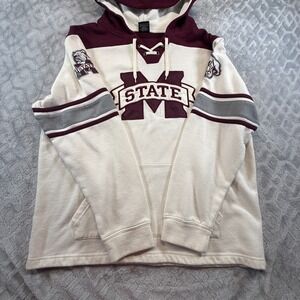 Men's Colosseum Cream Mississippi State Bulldogs 2.0 Lace-Up Pullover Hoodie XL